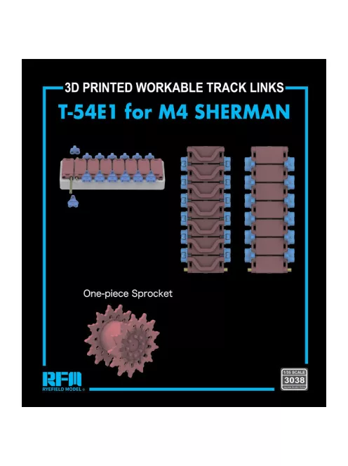 Rye Field Model - 3D Printed work. tracks T-54E1 w/One-pc. Sprocket