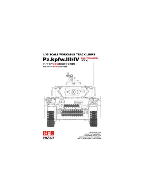 Rye Field Model - Panzer III / IV early prod.  workable tracks 40cm