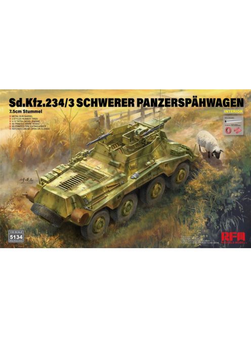 Rye Field Model - Sd.Kfz. 234/3 Pz.Spähwagen with FULL INTERIOR
