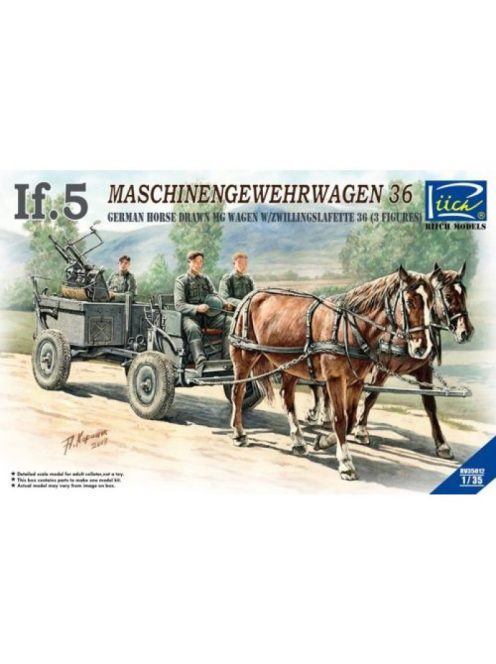Riich Models - WWII German IF-5 Horse Drawn MG Wagon with Zwillingslafette
