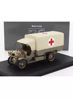   Rio-Models - FIAT 18BL TRUCK TELONATO AMBULANZA C.R.I. 1915 - 160th ANNIVERSARIO CROCE ROSSA ITALIANA MILITARY GREEN