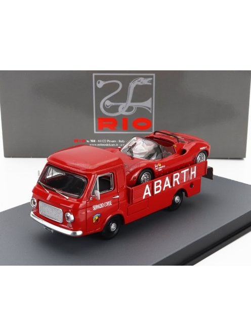 Rio-Models - FIAT 241 ASSISTENZA ABARTH CORSE CAR TRANSPORTER 1970 WITH FIAT ABARTH 1000SP SPIDER RED