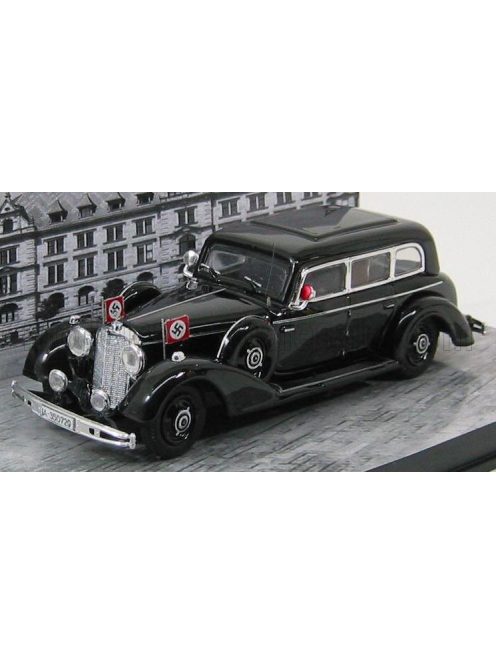 Rio-Models - MERCEDES BENZ 770K LIMOUSINE MONACO 1938 WITH FIGURES ADOLF HITLER - EVA BRAUN - EXCLUSIVE CARMODEL BLACK