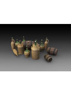   Royal Model - Wicker Bottles Demijohn Glass and small barrels