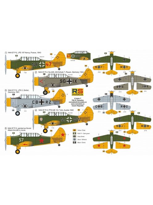 RS Models - Plastikový model letadla 1/72 NAA-57 "Luftwaffe" 5 decal v. for Luftwaffe