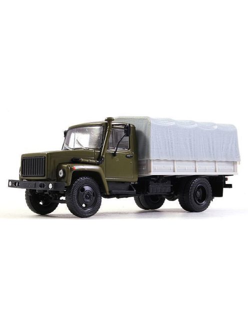 Russiantrucks - Gaz-3309 Flatbed Truck With Tent, Khaki - Russian Trucks