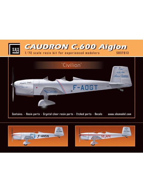 SBS Model - 1/72 Caudron 600 'Civilian' - Resin+PE+decal - Full resin kit