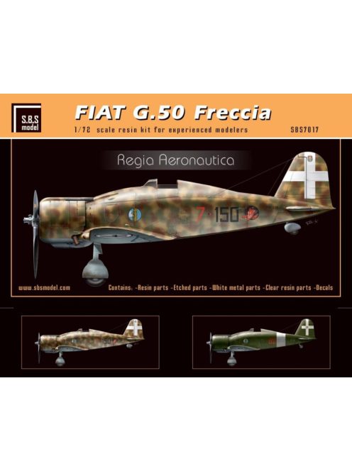SBS Model - 1/72 Fiat G.50 Freecia 'Regia Aeronautica' - Resin+PE+decal - Full resin kit