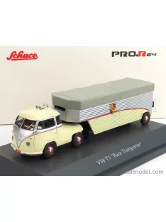   Schuco - Volkswagen T1B Continental Motors Porsche Car Transporter 1962 Cream Grey Silver