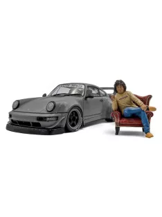   Solido - Porsche 911 (964) RWB Body Kit with Akira Nakai Figure Nardo Grey 2024