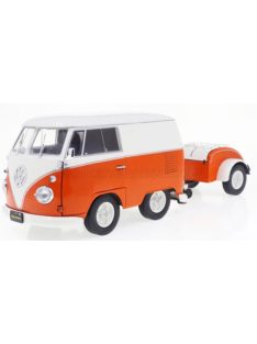   Solido - VOLKSWAGEN T1 VAN KOOL COMBI WITH TRAILER 1950 ORANGE WHITE
