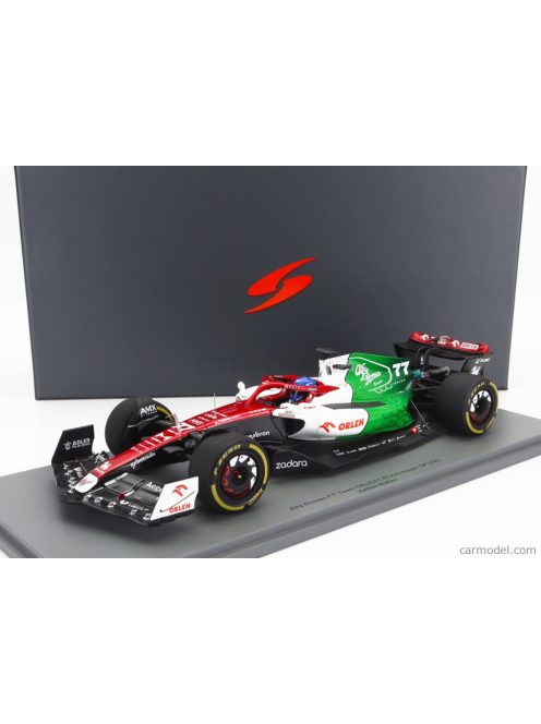 Spark-Model - Alfa Romeo F1  C42 Team Orlen Racing N 77 Azerbaijan Gp 2022 Valtteri Bottas - Con Vetrina - With Showcase - Special Box White Red Met Green