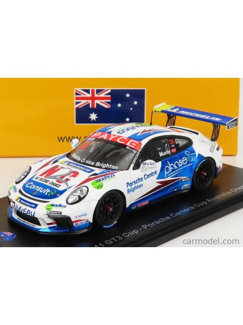 Spark-Model - Porsche 911 991-2 Gt3 Cup N 36 Porsche Carrera Cup Australia Champion 2020 C.Murray White Light Blue