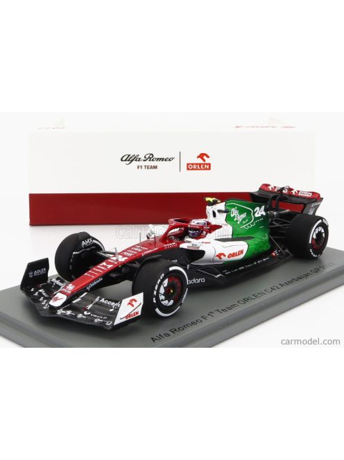 Spark-Model - Alfa Romeo F1  C42 Team Orlen Racing N 24 Azerbaijan Gp 2022 Guanyu Zhou White Red Met Green