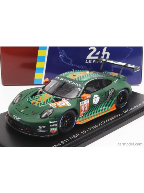 Spark-Model - Porsche 911 991 Rsr-19 4.2L Team Proton Competition N 93 24H Le Mans 2022 M.Fassbender - M.Campbell - Z.Robichon Green Black