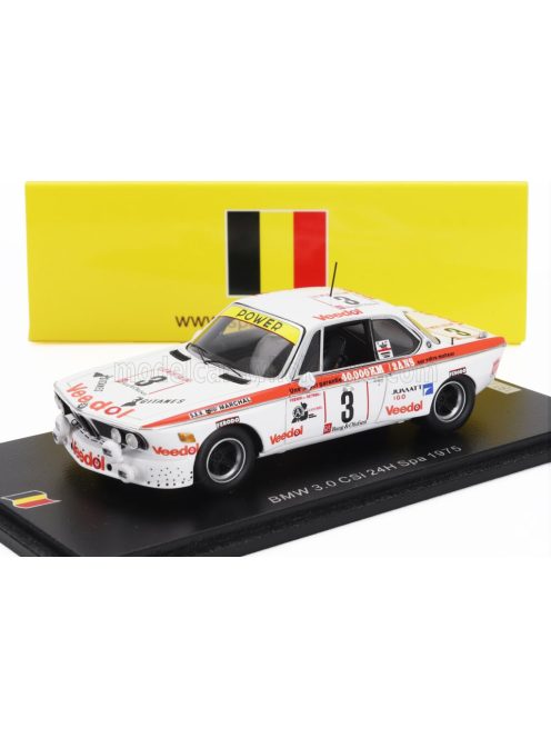 Spark - BMW 3.0 CSi TEAM LUIGI RACING N 14 24h SPA 1975 JEAN MARIE DETRIN - JEAN JACQUES FEIDER WHITE RED