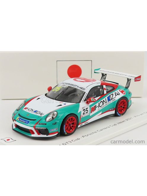 Spark-Model - Porsche 911 991 Gt3 Cup N 25 Porsche Carrera Cup Japan Pro-Am Champion 2021 Kiyoshi Uchiyama Light Blue White