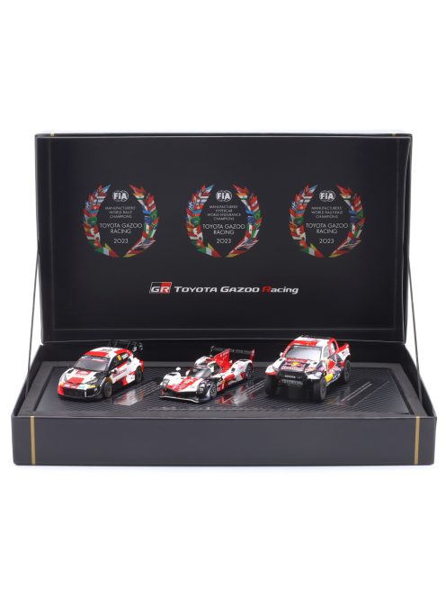 Spark - TOYOTA SET TEAM GAZOO RACING WORLD CHAMPION 2023 - N 69 RALLY PORTUGAL 2023 K.ROVANPERA - J.HALTTUNEN - GR010 N 8 WEC 2023 M.CONWAY - K.KOBAYASHI - J.M.LOPEZ - HILUX N 200 RALLY-RAID 2023 N.AL-ATTIYAH - M.BAUMEL WHITE RED BLACK