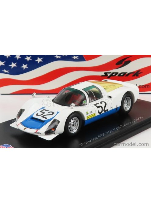 Spark-Model - Porsche 906 N 52 12H Sebring 1966 H.Herrmann - J.Buzzetta - G.Mitter White Light Blue