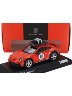   Spark - PORSCHE 911 992 N 58 RALLY DAKAR RED58 SPECIAL WITH PACK ROOF 2023 BLOOD ORANGE