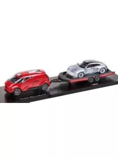   Spark - PORSCHE SET 2X VISION RACING SERVICE VAN + 357 2023 - 75th ANNIVERSARY PORSCHE SPORTS CAR 1948-2023 RED
