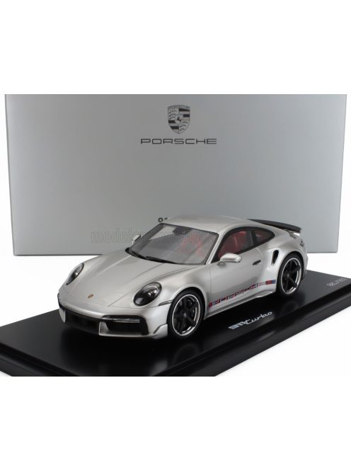 Spark - PORSCHE 911 992 TURBO COUPE 2023 - FIRST TURBO REMASTERED - CON VETRINA - WITH SHOWCASE SILVER