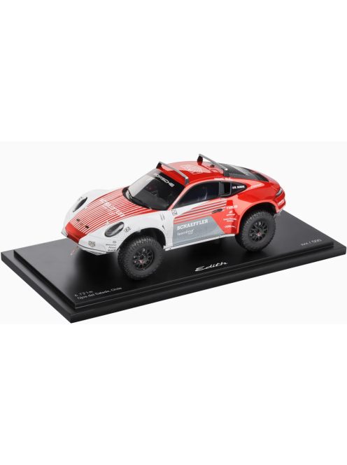 Spark - PORSCHE 911 992 OFF-ROAD EDITH ALTITUDE WORLD RECORD CHILE 2023 ROMAN DUMAS - CON VETRINA - WITH SHOWCASE RED MET WHITE GREY
