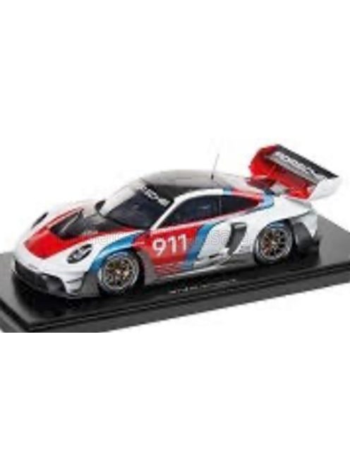 Spark - PORSCHE 911 992 GT3 R N 911 RACING COUPE 2021 - CON VETRINA - WITH SHOWCASE WHITE BLUE RED