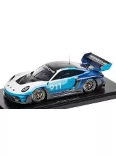   Spark - PORSCHE 911 992 GT3 R N 911 RACING SPEED ICON DESIGN COUPE 2023 - CON VETRINA - WITH SHOWCASE 2 TONE BLUE WHITE