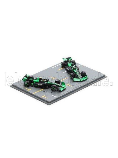 Spark - SAUBER SET F1  2X C44 TEAM STAKE KICK N 77 ABU DHABI GP 2024 VALTTERI BOTTAS + N 24 ABU DHABI GP 2024 ZHOU GUANYU GREEN BLACK