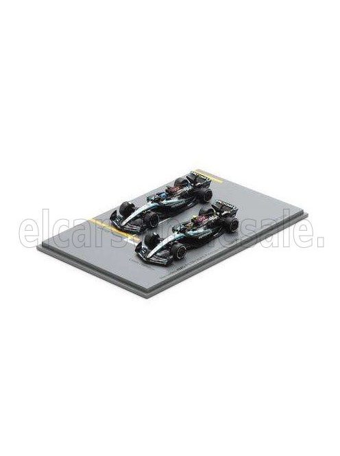 Spark - MERCEDES GP SET F1  2X W15 EQ PERFORMANCE TEAM AMG PETRONAS MOTORSPORT N 44 2nd LAS VEGAS GP 2024 LEWIS HAMILTON + N 63 WINNER LAS VEGAS USA 2024 GEORGE RUSSELL BLACK SILVER GREEN