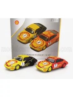   Spark - PORSCHE SET 2X 911 964 N 1 CARRERA CUP SHELL PIRELLI 1991 W.KAUFMANN + N 2 CARRERA CUP SHELL TROPHY 1991 YELLOW RED BLACK