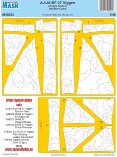   Special Hobby - AJ/JA/SF-37 Viggen (Single Seater) Splinter Camo MASK