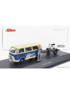   Schuco - Ford England Taunus Transit Fk1000 Minibus Vespa Garage With Piaggio Vespa 150 Gs 1958 Blue Cream