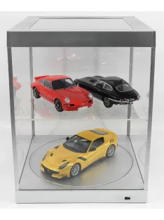   TRIPLE9 - VETRINA DISPLAY BOX ROTARY BASE - Lungh.LENGHT cm 33.5 X Largh.WIDTH cm 33.5 X Alt.HEIGHT cm 43.5 - LUCI FUNZIONANTI LED - BASE SILVER SILVER