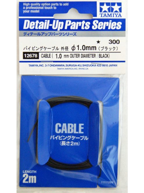 Tamiya - Cable (1.0 Mm Outer Diameter /Black) Length 2M - Detail Up Parts Series