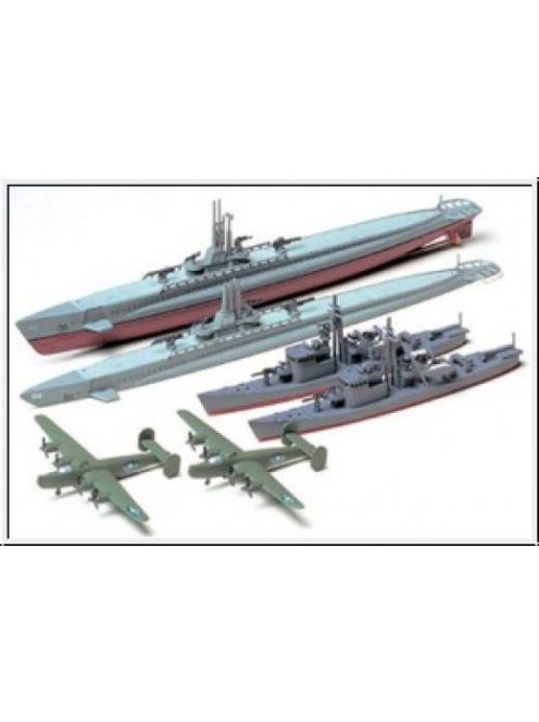 Tamiya - 1:700 US Submarine & Japanese Chaser - Gato Class & Chaser No.13