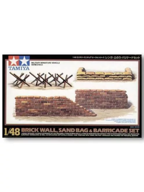 Tamiya - 1:48 Brick Wall Sand Bag & Barricade Set