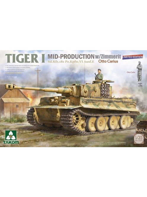 Takom - Tiger I Mid-Production w/Zimmerit Sd.Kfz.181 Pz.Kpfw.VI Ausf.E Sd.Kfz.181 Pz.Kpfw.VI Ausf.E Otto Carius (Limited edition)