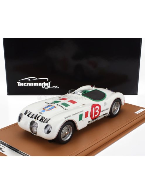 Tecnomodel - JAGUAR C-TYPE SPIDER 3.4L N 13 RALLY CARRERA PANAMERICANA 1953-1954 FRANCISCO IBARRA - FERNANDO PINAL WHITE