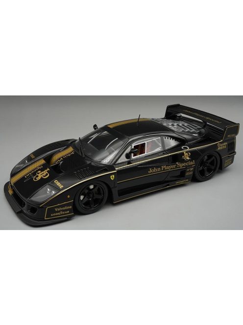 Tecnomodel - FERRARI F40 LM JPS JOHN PLAYER SPECIAL 1996 - BLACK RIMS - CON VETRINA - WITH SHOWCASE BLACK GOLD