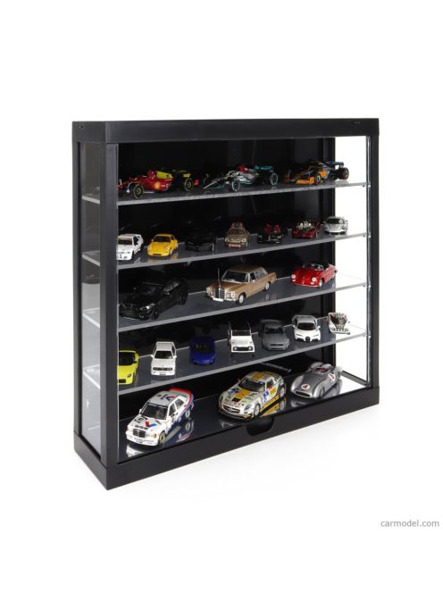 Triple9 - Vetrina Display Box Espositore Black - For Auto 15 X 1/43 - 35 X 1/64 - Cars Not Included - Lungh.Lenght Cm 38.5 X Largh.Width Cm 9.0 X Alt.Height Cm 37.5 (Altezza Utile Tra I Ripiani Cm 6.5 Inner Height Among Shelves) Black