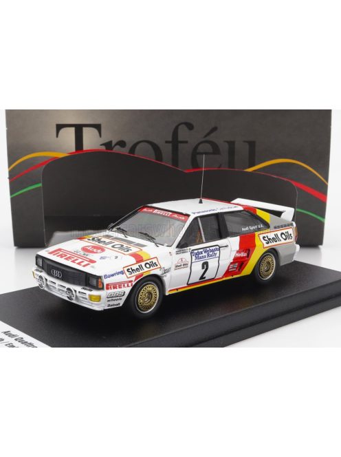 Trofeu - AUDI QUATTRO SPORT N 2 MANX ISLE OF MAN RALLY 1985 H.DEMUTH - E.RADAELLI WHITE RED YELLOW