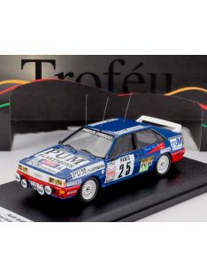   Trofeu - AUDI QUATTRO (night version) N 25 RALLY MONTECARLO 1985 PIERRE BOS - JEAN CLAUDE LEUVREY BLUE WHITE RED
