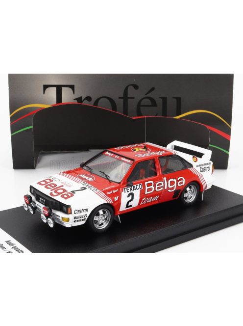 Trofeu - AUDI QUATTRO (night version) TEAM BELGA N 2 WINNER RALLY BOUCLES DE SPA 1983 MARC DUEZ - WILLY LUX RED WHITE