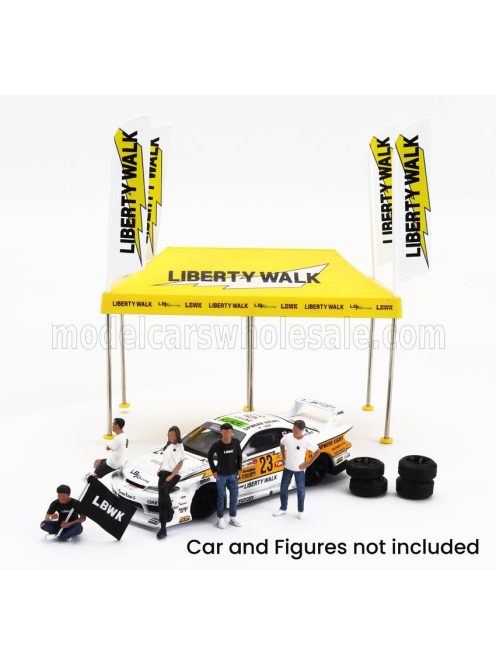 TrueScale - ACCESSORIES DIORAMA AREA SERVICE PADDOK LIBERTY WALK - CAR NOT INCLUDED YELLOW