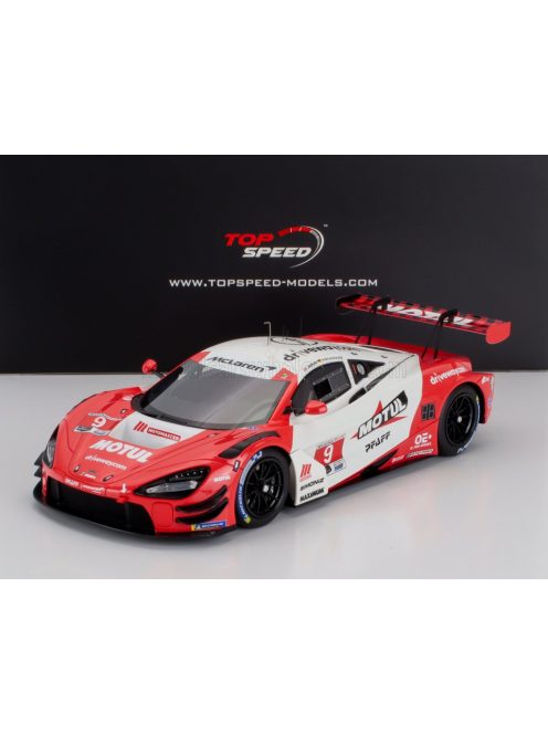 TrueScale - McLAREN 720S GT3 EVO 4.0L TURBO V8 TEAM PFAFF MOTORSPORT N 9 IMSA MOTUL COURSE MONTEREY 2024 OLIVER JARVIS - MARVIN KIRCHHOFER RED WHITE