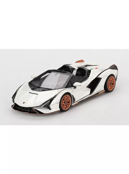 TrueScale - LAMBORGHINI SIAN FKP 37 HYBRID ROADSTER OPEN N 19 2020 BIANCO ASOPO - WHITE BLACK