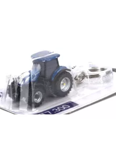   Universal Hobbies - NEW HOLLAND PORTACHIAVI - KEYRING T7.300 TRACTOR 2020 - CM. 4.0 BLUE BLACK SILVER