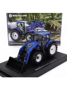   Universal Hobbies - NEW HOLLAND T5.120 TRACTOR WITH FRONT SCRAPER 2018 BLUE BLACK
